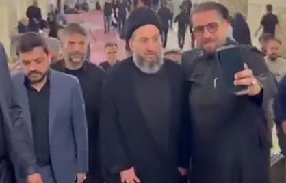تشرف سید عمار حکیم، رهبر جریان حکمت ملی عراق به حرم مطهر رضوی برای زیارت مزار رهبر شهید