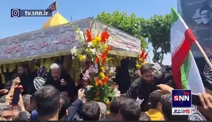 ورود پیکر شهید امیرعبداللهیان به مراسم تشییع در استقبال بی نظیر مردم ری