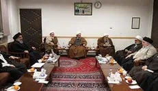 نشست هیئت‌رئیسه جامعه مدرسین حوزه علمیه قم با حضور نماینده آیت‌الله سیستانی