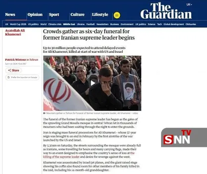 گاردین: تشییع رهبر شهید ایران نمایش مقاومت و مطالبه انتقام است