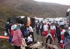 اسامی مجروحان حادثه واژگونی اتوبوس در گردنه حیران اعلام شد