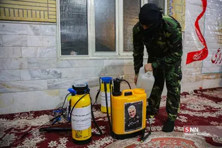 ضدعفونی معابر شهری توسط جوانان جهادی قم