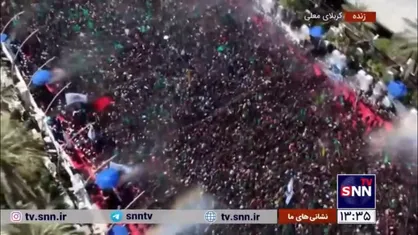 تصاویر هوایی از عزاداری پرشور دسته طویریج در ظهر عاشورای کربلا به طرف حرم امام حسین (ع)