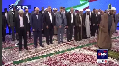 اقامه نماز ظهر توسط نامزدهای انتخابات ریاست جمهوری پیش از مناظره آخر