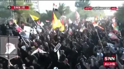 هروله مردم عراق در تشییع میلیونی رهبر شهید انقلاب در نجف اشرف
