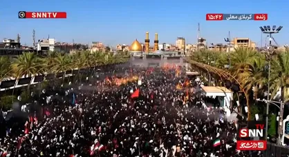 ببینید| حال و هوای بین الحرمین پیش از آغاز مراسم تشییع و بدرقه پیکر امام شهید