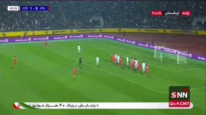 گل&zwnj;اول&zwnj; ایران به ازبکستان روی ارسال رامین رضاییان در دقیقه 49 / ایران 1 - 1 ازبکستان