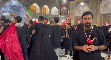 خبرنگار SNNTV از حال وهوای حرم مطهر حضرت معصومه (س) ساعاتی پیش از مراسم اقامه نماز بر پیکر مطهر رهبر شهید انقلاب می‌گوید + فیلم