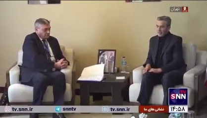 دیدار و گفت و گوی علی باقری، سرپرست وزارت امور خارجه با آندری رودنکو، معاون وزیر امور خارجه فدراسیون روسیه در حاشیه نشست وزرای امور خارجه مجمع گفت و گوی همکاری آسیا