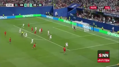 ضربه سر بازیکنان کنگو به شکل فوق خطرناکی از بالای دروازه ازبکستان به بیرون رفت / ازبکستان 1 - 0 کنگو