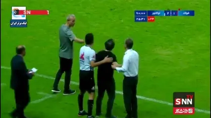 فیلم درگیری یحیی گل محمدی و خداداد عزیزی پس از گل دوم تراکتور به فولاد