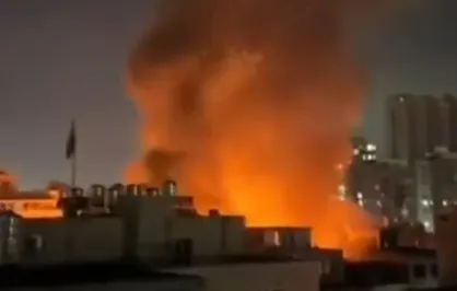 تصویری از حجم آتش سوزی در مرکز اراضی اشغالی پس از اصابت موشک ایرانی