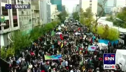 تصاویر هوایی از حضور پرشور مردم در راهپیمایی یوم الله ۱۳ آبان مقابل لانه جاسوسی آمریکا