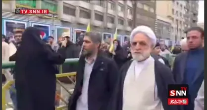 رئیس قوه قضاییه در صفوف مردم در راهپیمایی روز قدس+فیلم