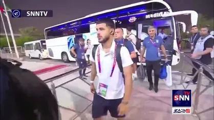 ورود بازیکنان تیم ملی فوتبال به ورزشگاه راشد دبی در چارچوب رقابت&zwnj;های انتخابی جام&zwnj;جهانی 2026