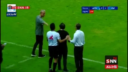درگیری لفظی شدید خداداد عزیزی و یحیی گل&zwnj;محمدی پس از گل دوم تراکتور