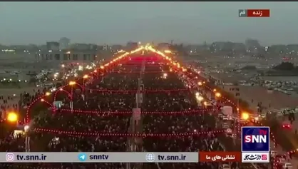 غروب غم انگیز جمکران و تصاویر هوایی از تشییع شهدای خدمت