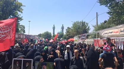 زائران جامانده از اربعین در امامزاده محمد(ع) آیین عزاداری برگزار کردند+فیلم
