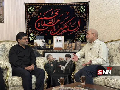 حضور قالیباف رئیس مجلس در منزل شهید سلیمانی، رئیس فقید سازمان بسیج مستضعفین