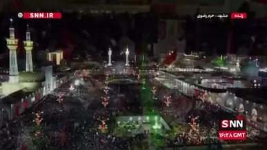 قرائت زیارت امین الله توسط سید مجید بنی فاطمه در مراسم وداع و تشییع پیکر رهبر شهید در حرم امام رضا(ع)