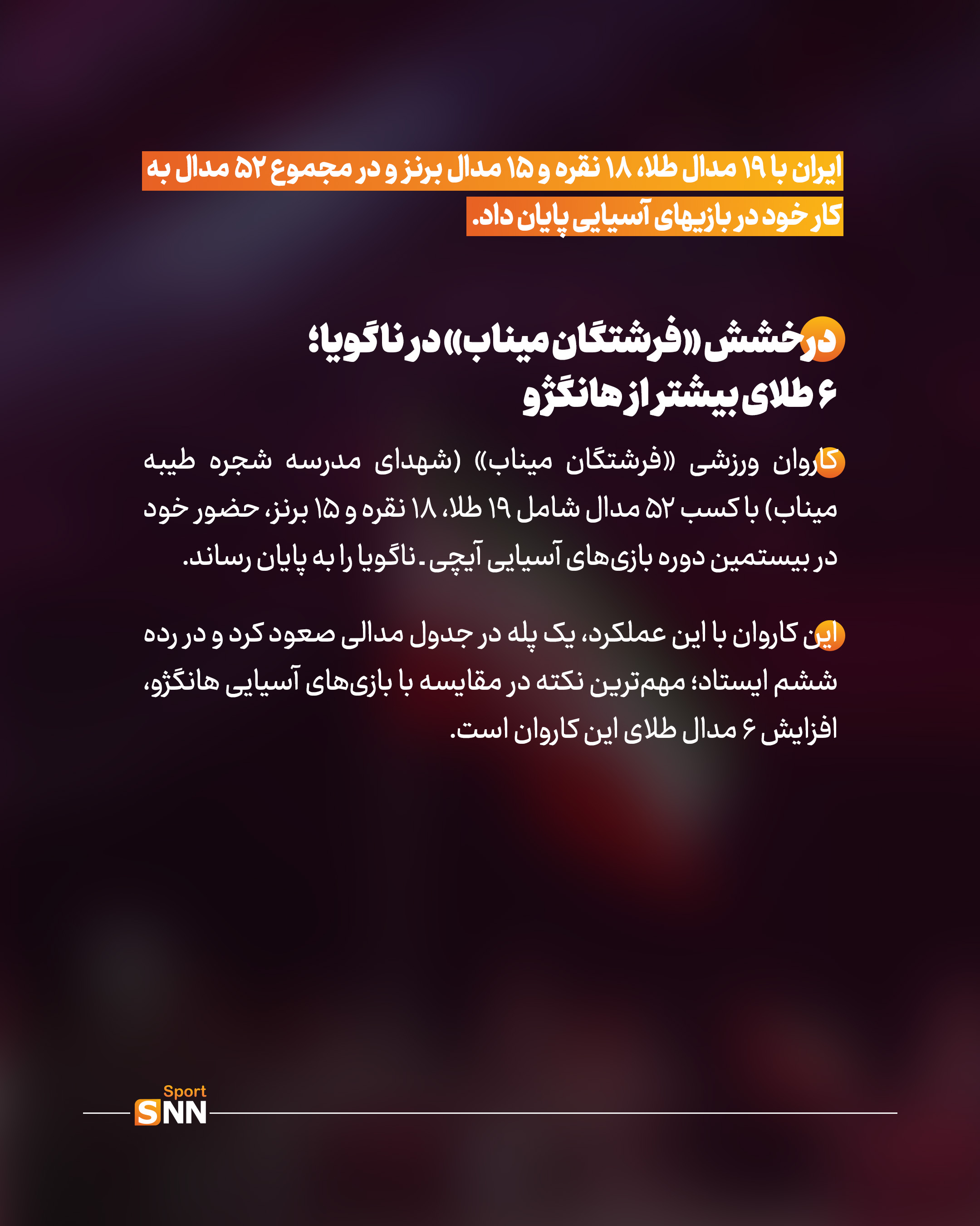 از هانگژو تا ناگویا؛ رشد ۴۶ درصدی مدال طلای کاروان ایران / افتخار آفرینی تاریخی نمایندگان فرشتگان میناب در شرایط جنگی +عکس نوشت از هانگژو تا ناگویا؛ رشد ۴۶ درصدی مدال طلای کاروان ایران / افتخار آفرینی تاریخی نمایندگان فرشتگان میناب در شرایط جنگی +عکس نوشت