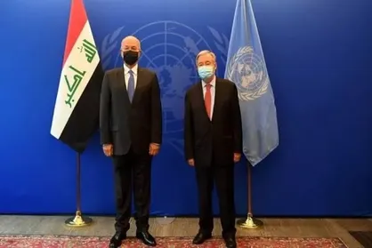 رایزنی برهم صالح با دبیر کل سازمان ملل در نیویورک