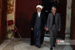 مصطفی پورمحمدی  وزیر سابق دادگستری و غلامعلی حداد عادل رئیس فرهنگستان ادب 