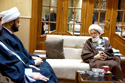 دیدار الکعبی با آیت&zwnj;الله عیسی قاسم در نجف