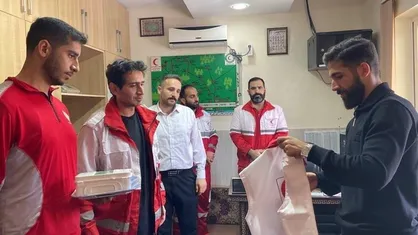 حضور بازیکن تراکتور در جمع نیرو&zwnj;های هلال احمر