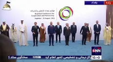ورود امیر عبداللهیان به اجلاسیه بغداد و گرفتن عکس یادگاری با سران