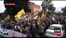 راهپیمایی نمازگزاران گرگانی در حمایت از حزب‌الله لبنان +فیلم