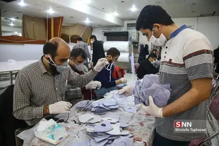 بازدید رئیس سازمان بسیج از کارگاه تولید ماسک و مواد ضدعفونی در لانه جاسوسی آمریکا