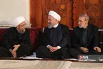 حجت الاسلام آملی لاریجانی رئیس قوه قضاییه ، حسن روحانی رئیس جمهوری اسلامی ایران
علی لاریجانی رئیس مجلس شورای اسلامی