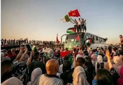کاروان &laquo;صمود&raquo; با دو هزار نفر به زلیتان رسید؛ هدف، شکستن محاصره غزه + فیلم