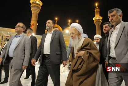 گریه آیت الله جوادی آملی در حرمین کاظمین / عکس