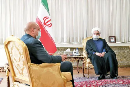 احوالپرسی تلفنی روحانی از قالیباف پس از ابتلای وی به کرونا+عکس