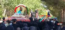 تشییع و خاکسپاری پیکر مطهر بسیجی شهید مدافع وطن حسین معینی در کربکند اصفهان+فیلم