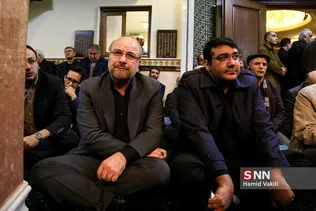 محمدباقر قالیباف در مراسم تشییع پیکر جهادگر دانشجو امیرمحمد اژدری در جماران