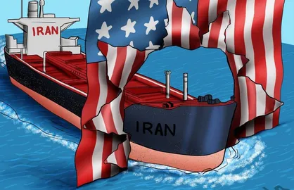 کاریکاتور تحقیر آمریکا توسط نفتکش ایرانی