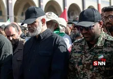 حضور سردار وحیدی در مراسم اقامه نماز بر پیکر آقای شهید ایران