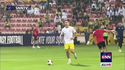 گرم کردن تیم فوتبال النصر پیش از تقابل با استقلال