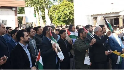 تجمع ضد صهیونیستی کارمندان گرگانی در حمایت از مردم غزه+فیلم