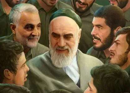 پوستر ارواح طیبه شهیدان، روح مطهر حاج قاسم سلیمانی را در آغوش گرفتند