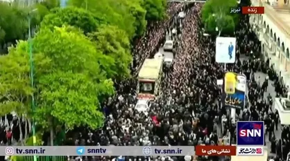 آخرین وداع تبریزی&zwnj;ها با رئیس جمهور/ تصاویر هوایی از تشییع باشکوه پیکر شهدای خدمت
