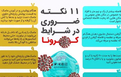 اینفوگرافی| ۱۱ نکته ضروری در شرایط همه&zwnj;گیری ویروس کرونا
