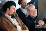 علی لاریجانی رییس مجلس شورای اسلامی و حسن خمینی