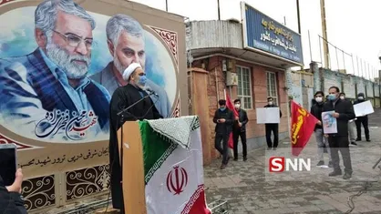 برگزاری تجمع مردمی و دانشجویان آذربایجان شرقی در پی ترور شهید فخری&zwnj;زاده + عکس