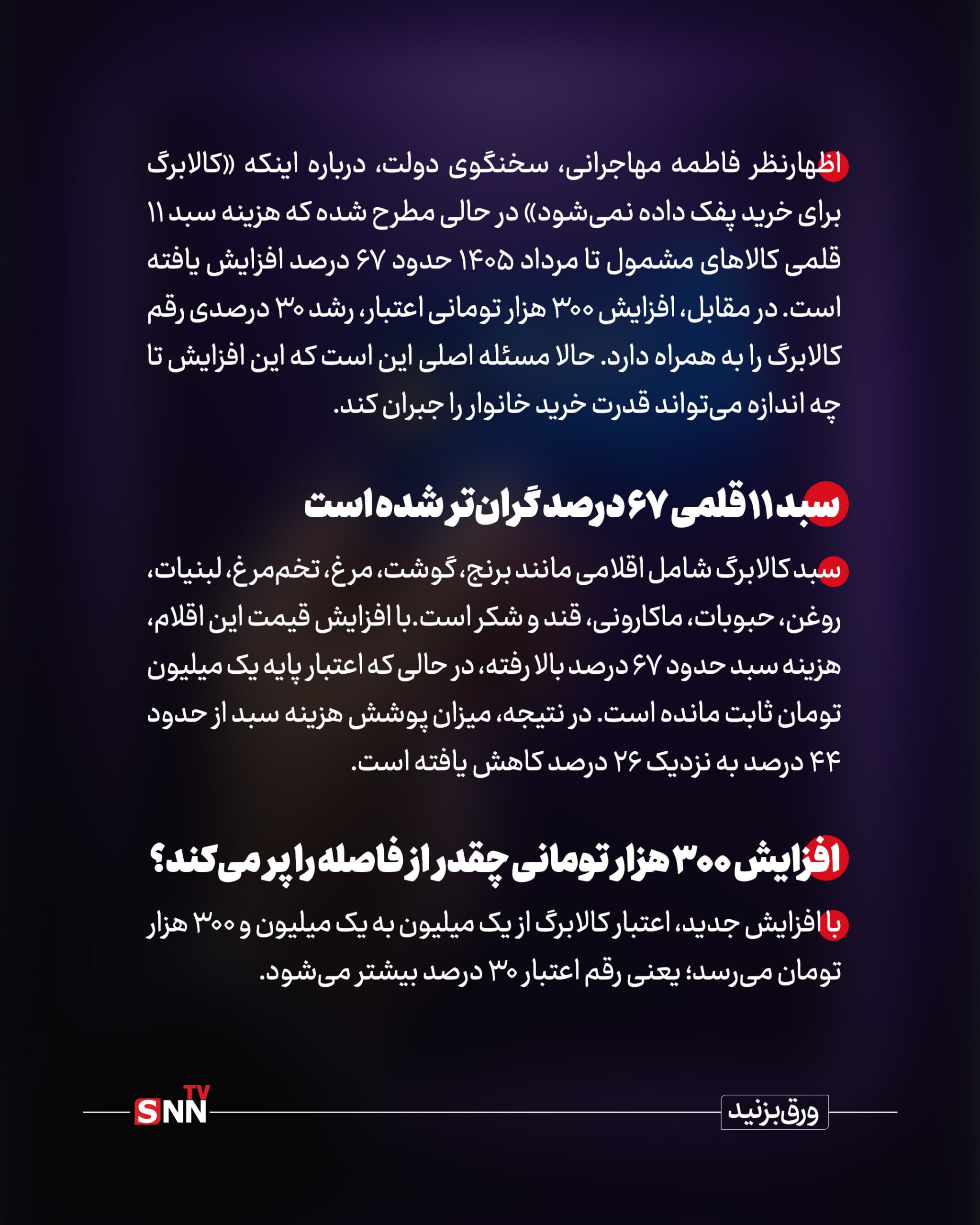 ناترازی میزان افزایش رقم کالابرگ / ۱۱ قلمی کالا‌های مشمول چقدر گرانتر شده اند+عکس نوشت