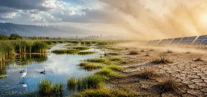 تهدید زیست&zwnj;محیطی تالاب صالحیه برای البرز و تهران / نیروگاه&zwnj;های خورشیدی؛ راهکاری نوین برای مهار بیابان&zwnj;زایی