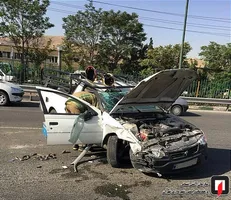 یک مصدوم در تصادف وانت بار با سواری +عکس